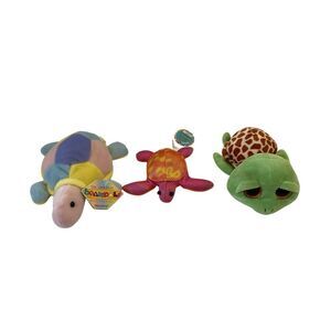 Lot of 3 Plush Turtles Stuffed Animal Sand Kids Zippy Toys Sea Life Ocean